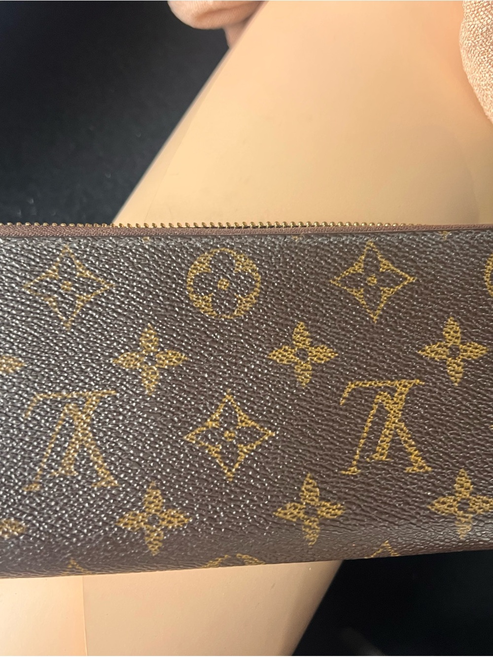 Louis Vuitton Monogram Zip Card Case in Brown and Gold